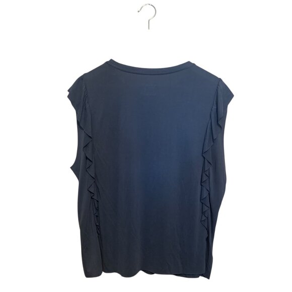 NWT Ariat Women’s Top Washed Jersey Knit Tank Raw Edge Ruffle Midnight Navy XL - Picture 6 of 8